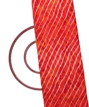 orange and pink lehariya kota doria fabric b136 4159